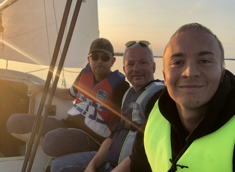 Magnus Nilsson with son and colleague Jonas on his sail boat